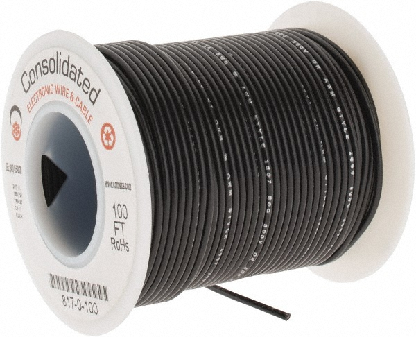 Made in USA 24 AWG, 1 Strand, 25' OAL, Tinned Copper Hook Up Wire - KCW803-001