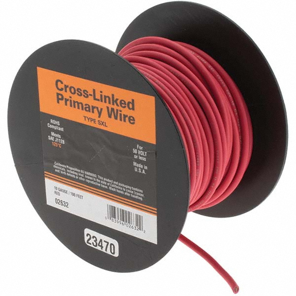 Made in USA 10 AWG, 105 Strand, 500' OAL, Tinned Copper Hook Up Wire - 893-5-500