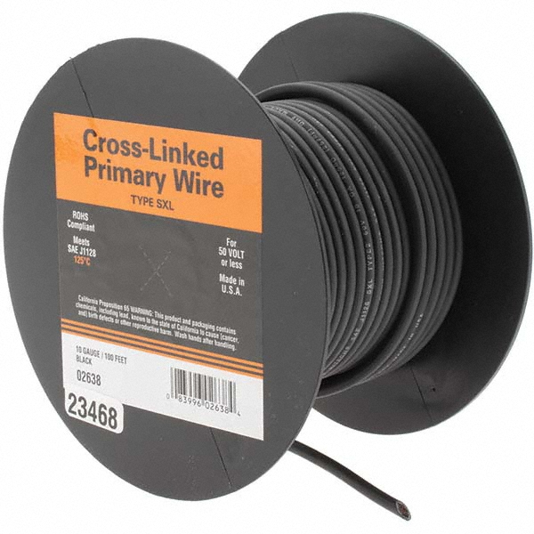 Made in USA 10 AWG, 105 Strand, 500' OAL, Tinned Copper Hook Up Wire - 893-5-500