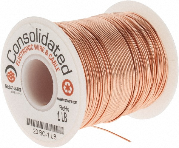 Made in USA 14 AWG, 0.0641" Dia, 20 Ft., Solid, Grounding Wire - 14 BC- 1/4 LB