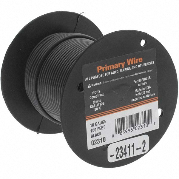 Made in USA 18 AWG, 16 Strand, 500' OAL, Tinned Copper Hook Up Wire - 822-6-500