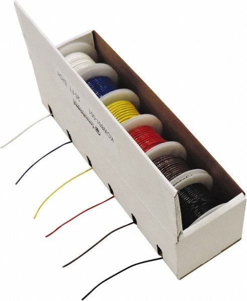 Made in USA 22 AWG, 7 Strand, 25' OAL, Tinned Copper Hook Up Wire - 866-22-6X25