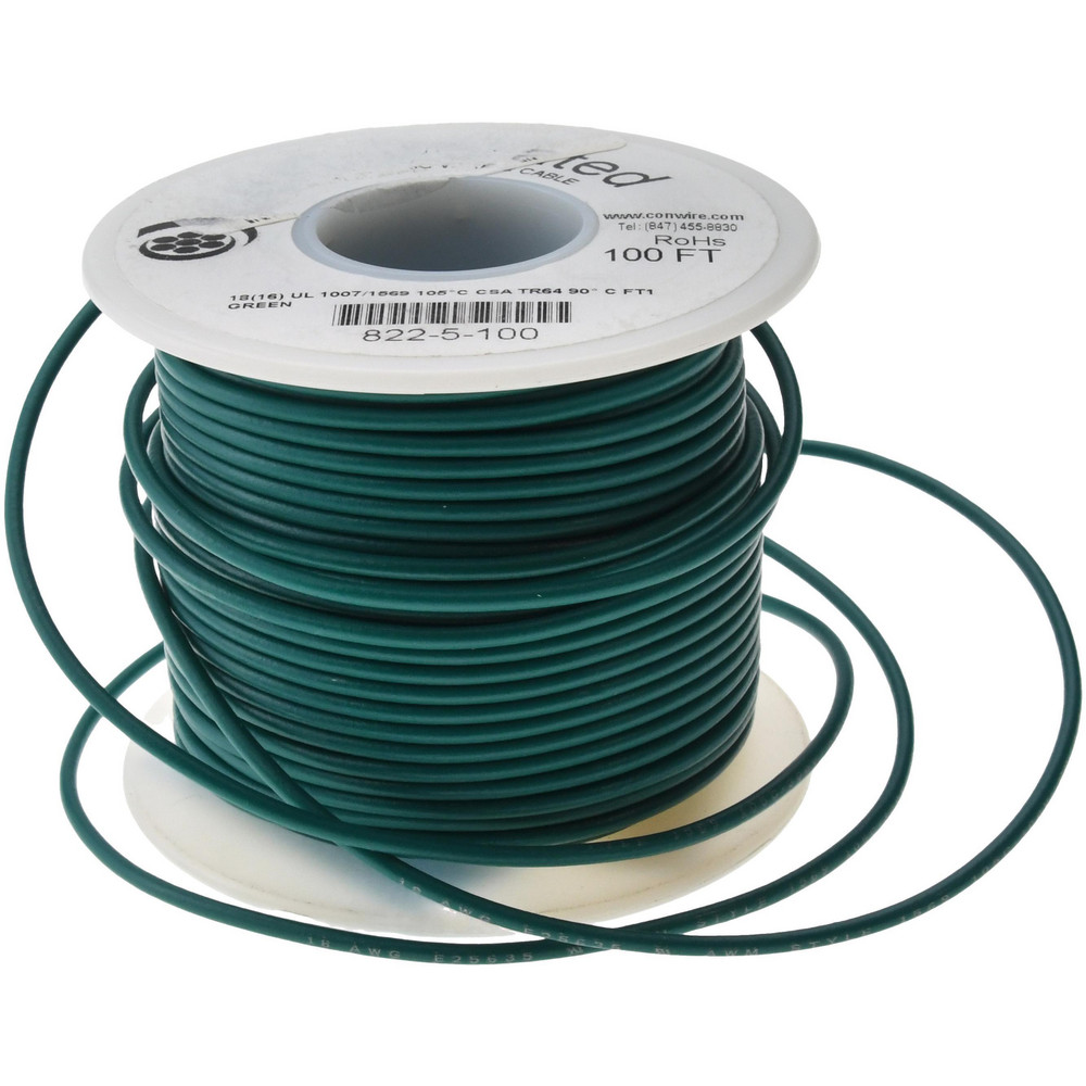 Made in USA 18 AWG, 16 Strand, 100' OAL, Tinned Copper Hook Up Wire - 822-5-100