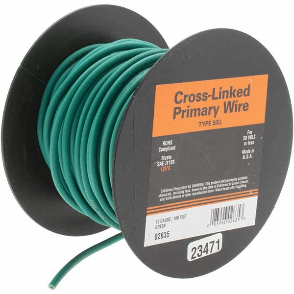 Made in USA 10 AWG, 105 Strand, 500' OAL, Tinned Copper Hook Up Wire - 893-2-500