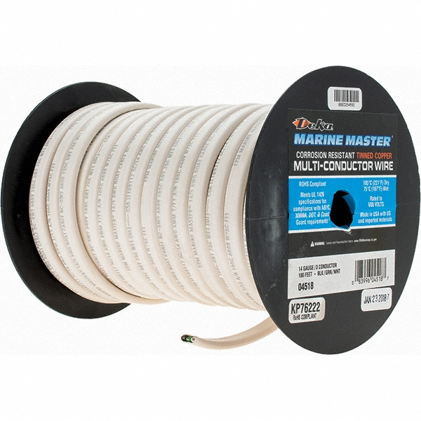 EastPenn 14 AWG, 3 Strand, 100' OAL, Tinned Copper Hook Up Wire - KP76222