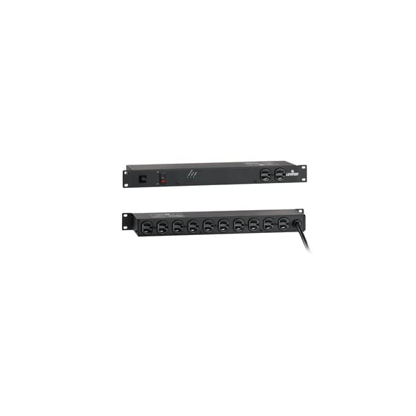 Leviton 12-Outlet Rackmount Pwr Strip, 15Amp 120V, 12' Cord - 5500-190