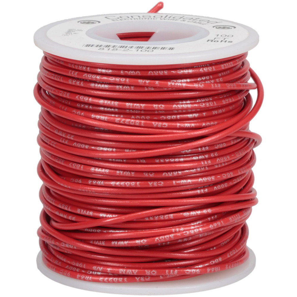 Made in USA 22 AWG, 7 Strand, 100' OAL, Tinned Copper Hook Up Wire - KRCW818-002