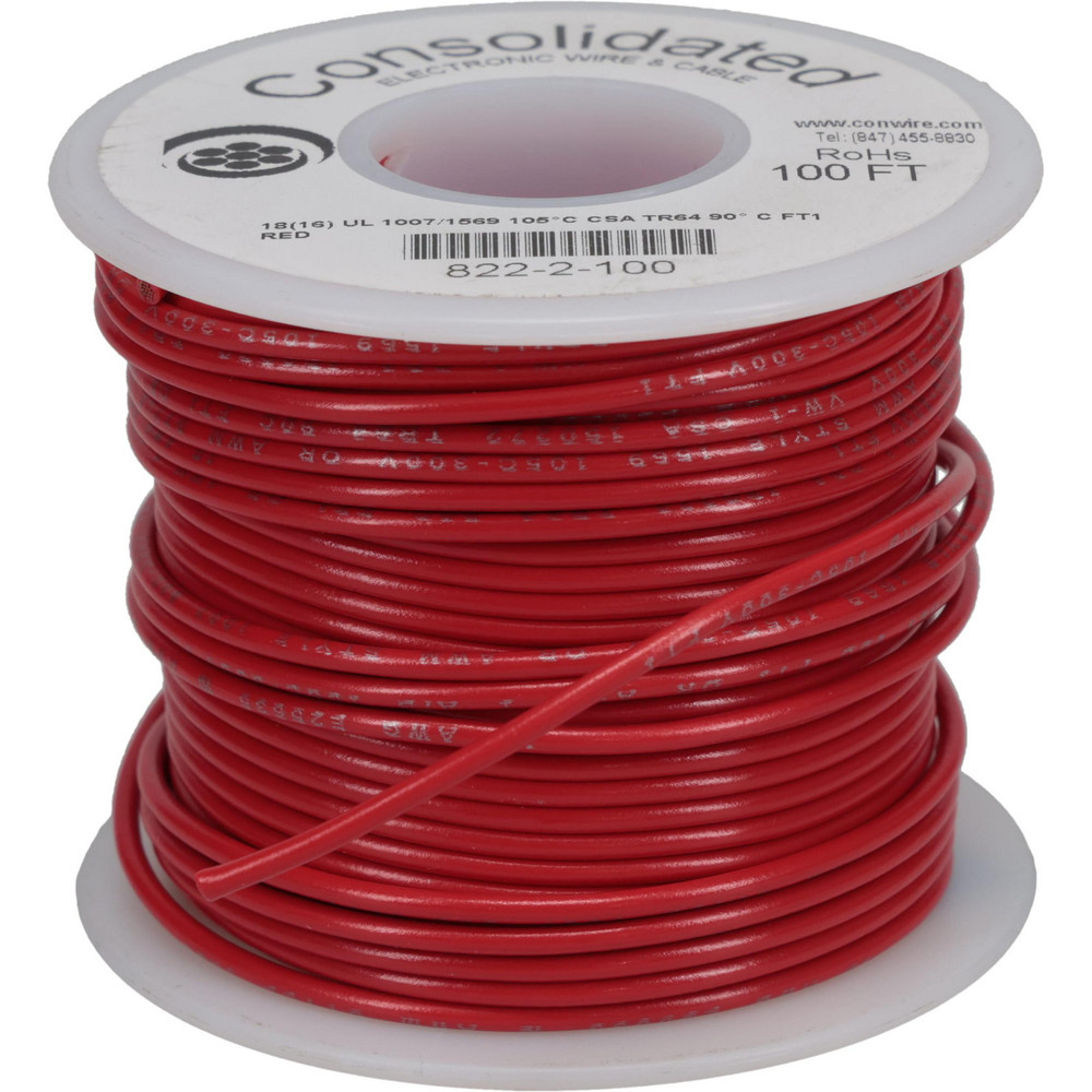 Made in USA 22 AWG, 7 Strand, 100' OAL, Tinned Copper Hook Up Wire - 866-2-100
