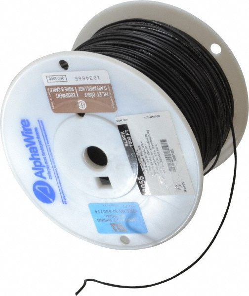 Alpha Wire 18 AWG, 16 Strand, 305 m OAL, Tinned Copper Hook Up Wire - 3055 BK001