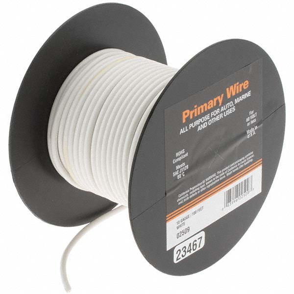 Made in USA 10 AWG, 105 Strand, 500' OAL, Tinned Copper Hook Up Wire - 893-0-500