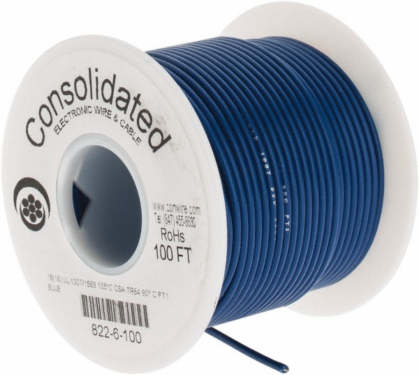 Alpha Wire 18 AWG, 16 Strand, 305 m OAL, Tinned Copper Hook Up Wire - 3055 WH001