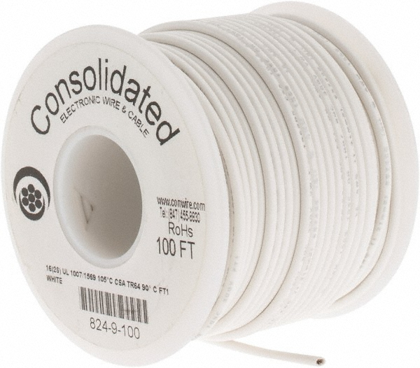 Alpha Wire 16 AWG, 26 Strand, 305 m OAL, Tinned Copper Hook Up Wire - 3057 WH001