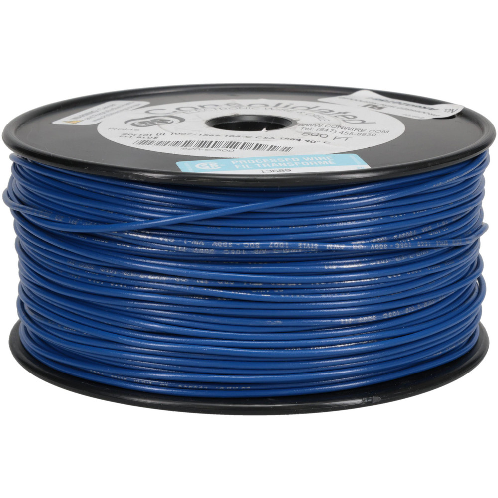 Made in USA 18 AWG, 65 Strand, 500' OAL, Tinned Copper Hook Up Wire - 1009-2-500