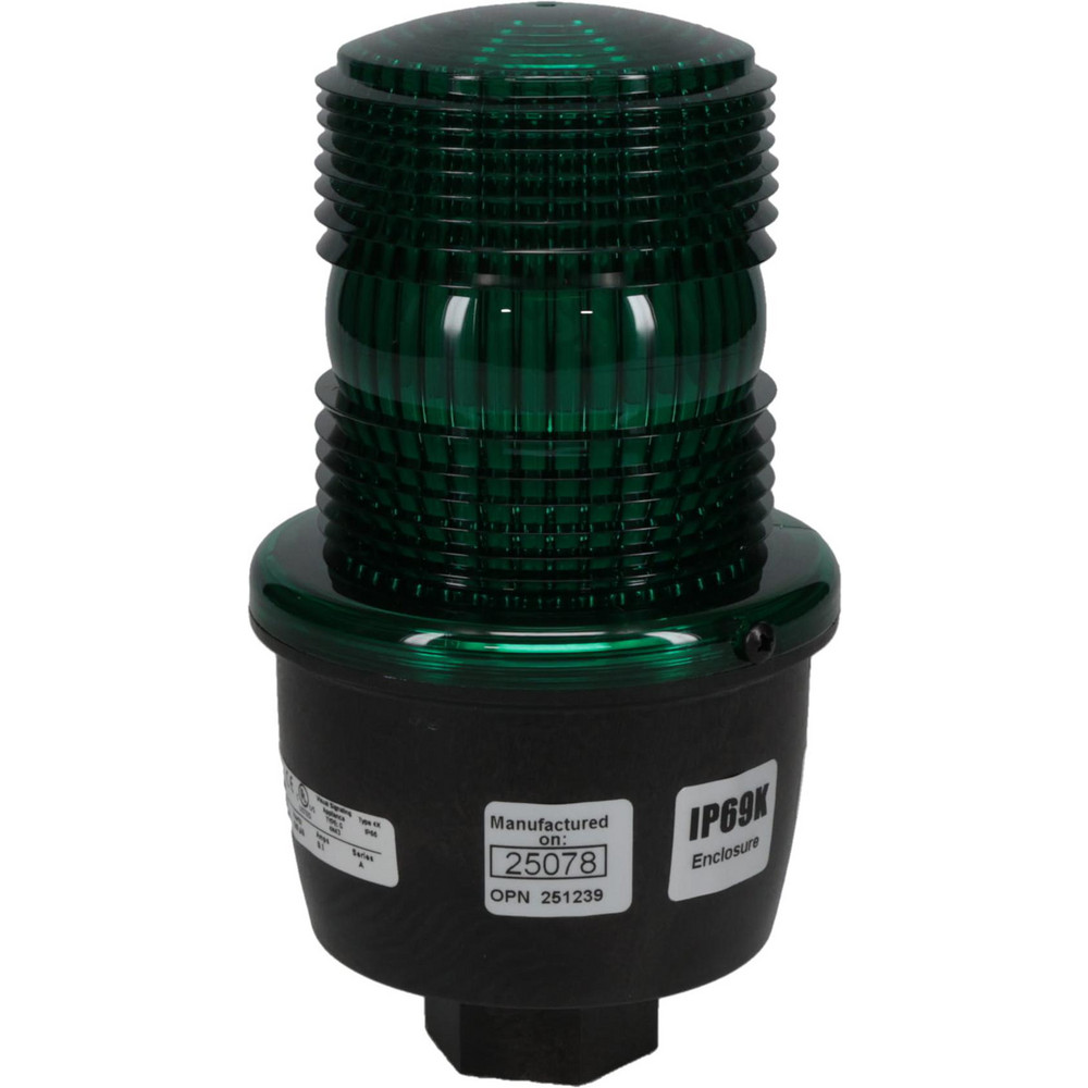 Edwards Signaling Flashing Light: Green, Box, Panel, Pipe, Surface & Wall Mount, 120VAC - 51XBRFG120A