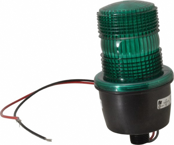 Federal Signal Corp Low Profile Mini Strobe Light: Green, Pipe Mount, 12 to 48VDC - LP3M-012-048G