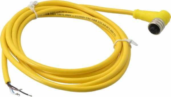 Telemecanique Sensors 4 Amp, M12 3 Pin Elbowed Female Cordset Sensor and Receptacle - XZCP1440L2