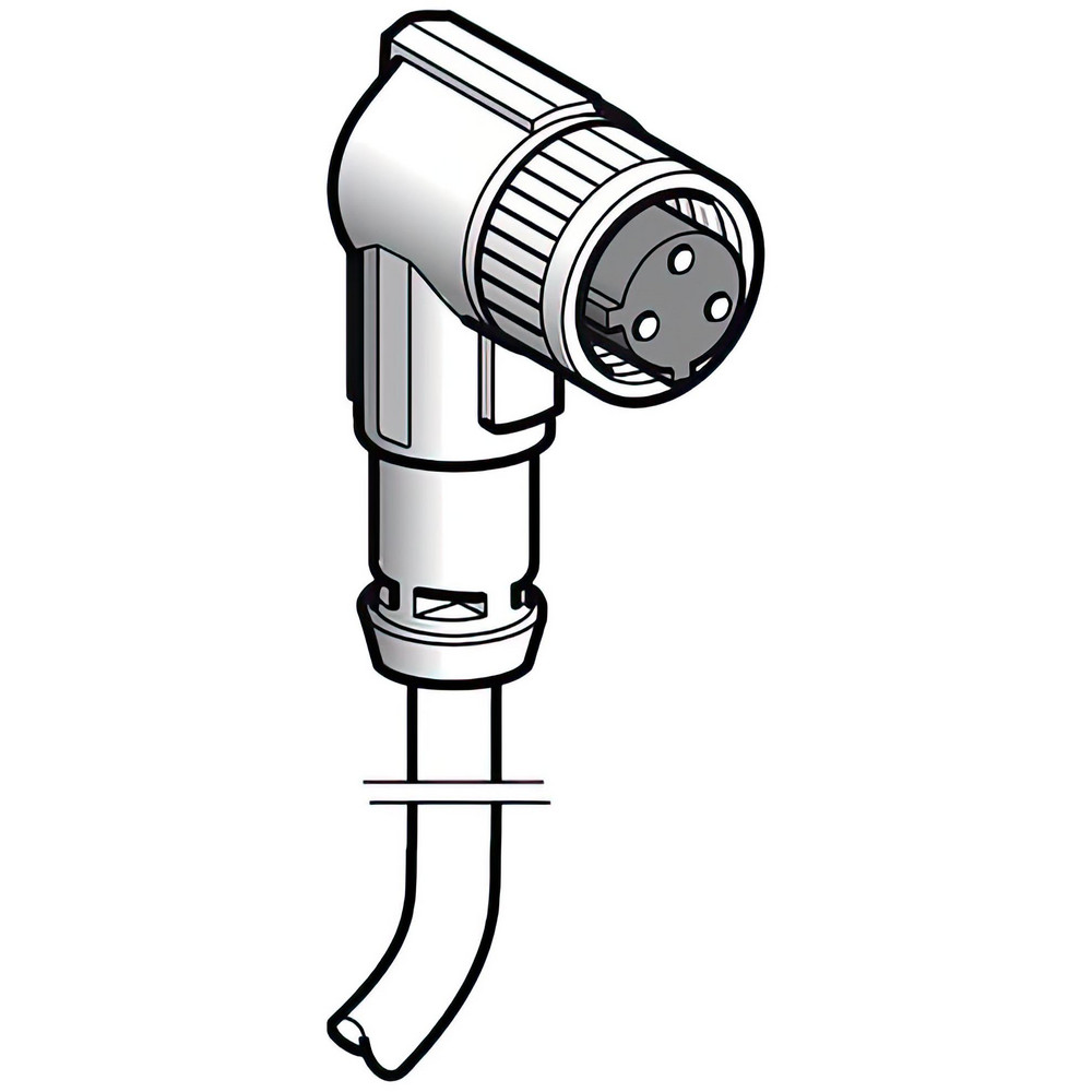 Telemecanique Sensors 4 Amp, 1/2-20 UNF 3 Pin Elbowed Female Cordset Sensor and Receptacle - XZCP1965L2