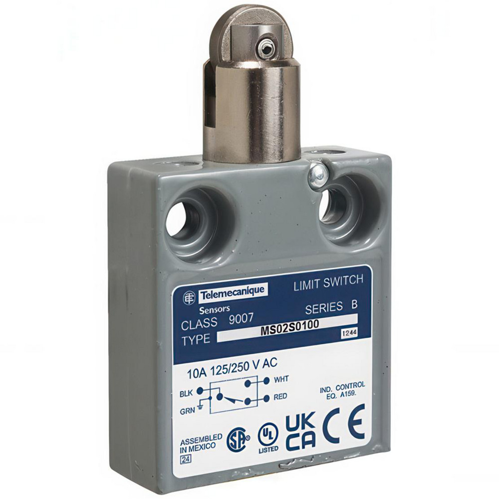 Telemecanique Sensors 2NO/2NC Configuration, Multiple Amp Level, Metal Roller Plunger Safety Limit Switch - XCSM4102L5