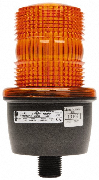 Federal Signal Corp Low Profile Mini Strobe Light: Green, Pipe Mount, 12 to 48VDC - LP3P-012-048G