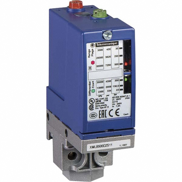 Telemecanique Sensors 1/4 Inch NPT (Female) Connector, 5 Bar Sensor, Shock and Vibration Resistant, Control Circuit Pressure Sensor - XMLBM05A2S13