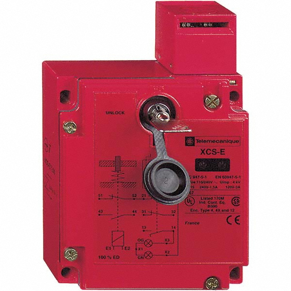 Telemecanique Sensors NO/2NC Configuration, 24/48 VAC/VDC, Multiple Amp Level, Metal Key Safety Limit Switch - XCSE7312