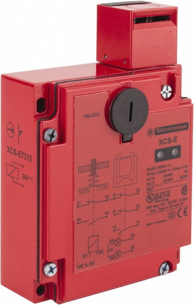 Telemecanique Sensors NO/2NC Configuration, 24/48 VAC/VDC, Multiple Amp Level, Metal Key Safety Limit Switch - XCSE7312