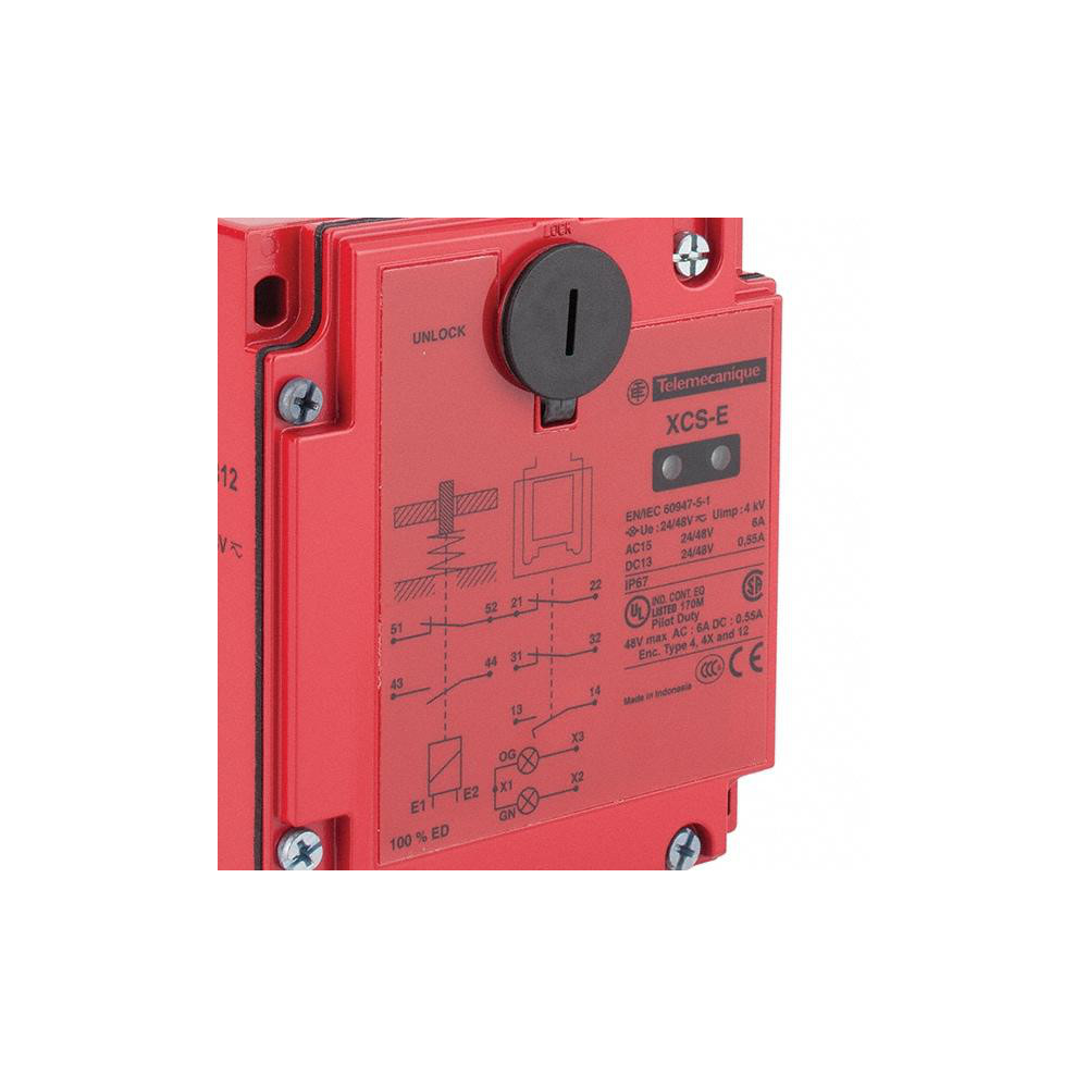 Telemecanique Sensors NO/2NC Configuration, 24/48 VAC/VDC, Multiple Amp Level, Metal Key Safety Limit Switch - XCSE7312