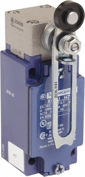 Telemecanique Sensors NC/NO Configuration, 10 Amp, Metal Roller Plunger Safety Limit Switch - XCKJ267H7