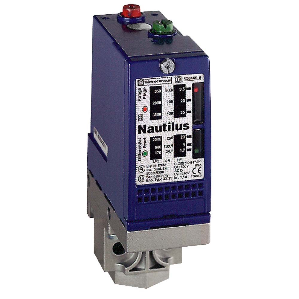 Telemecanique Sensors 1/4 Inch NPT (Female) Connector, 20 Bar Sensor, Shock and Vibration Resistant, Control Circuit Pressure Sensor - XMLB020B2S13