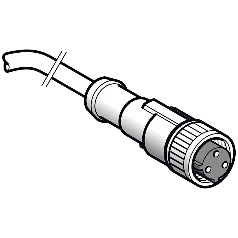 Telemecanique Sensors 4 Amp, 1/2-20 UNF 3 Pin Female Straight Cordset Sensor and Receptacle - XZCP1865L2