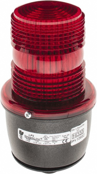 Federal Signal Corp Low Profile Mini Strobe Light: Red, Pipe Mount, 12 to 48VDC - LP3M-012-048R