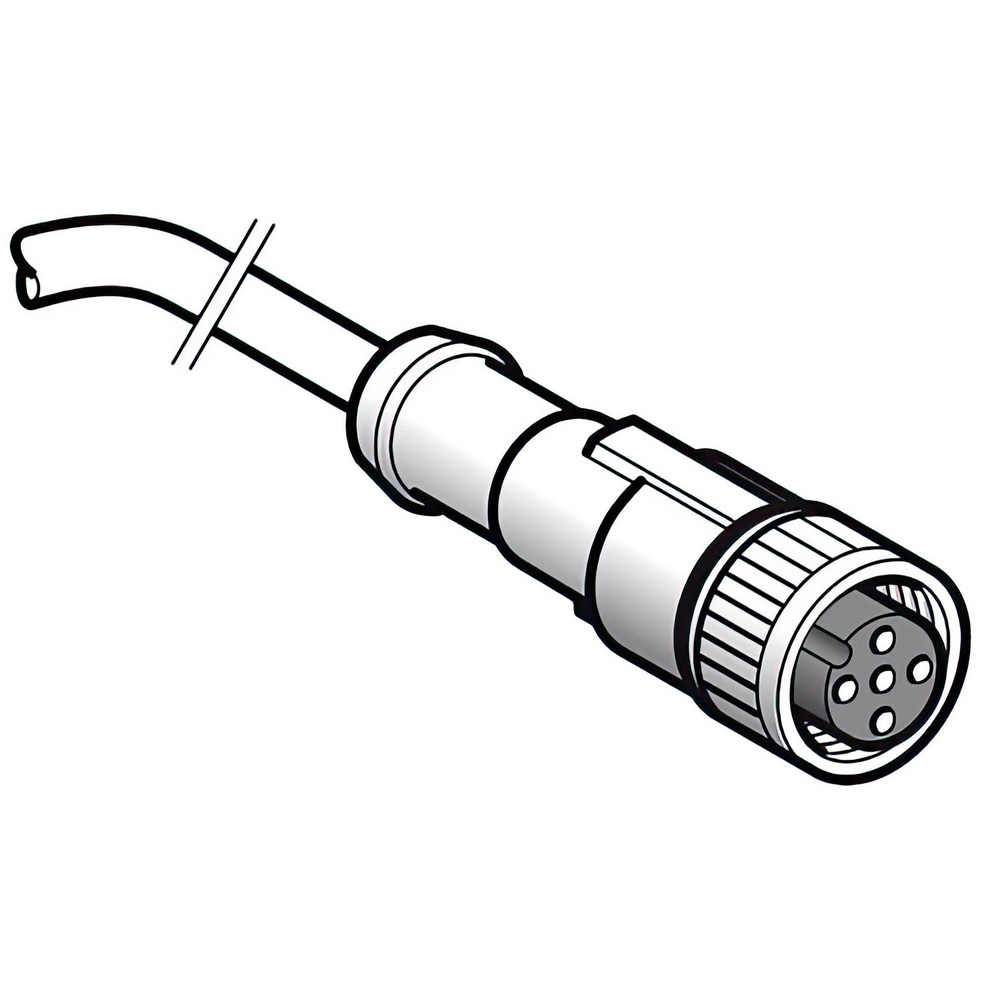 Telemecanique Sensors 4 Amp, M12 Straight Female Connector 5 Pin Cordset Sensor and Receptacle - XZCP1164L10