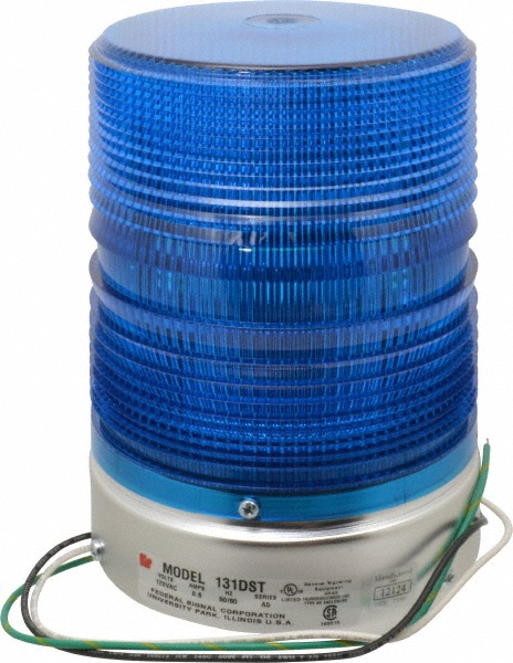 Federal Signal Corp Double Flash Strobe Light: Blue, Pipe Mount, 120VAC - 131DST-120B