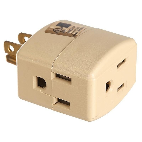 Eaton Wiring Devices Outlet Tap, 2 -Pole, 15 A, 125 V, 3 -Outlet, NEMA: NEMA 1-15R, Ivory - 1482V-BOX