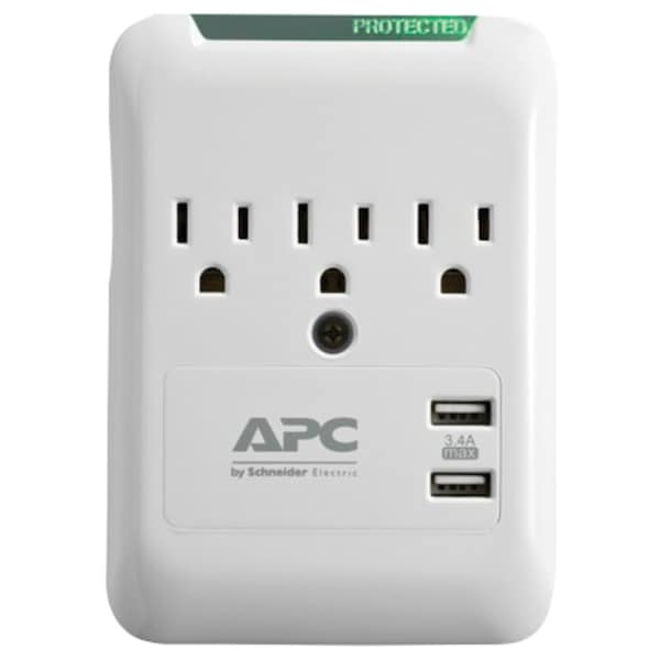 Apc Essential SurgeArrest 3-Outlet Wall Tap with 2 USB Charging Ports - PE3WU3