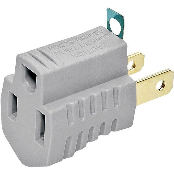 Eaton Wiring Devices Outlet Adapter with Grounding Lug, 2 -Pole, 15 A, 125 V, 1 -Outlet, Gray - BP419GY