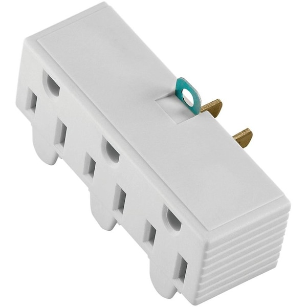 Eaton Wiring Devices Outlet Adapter, 2 -Pole, 15 A, 125 V, 3 -Outlet, NEMA: NEMA 1-15 to 5-15, White - BP1219W