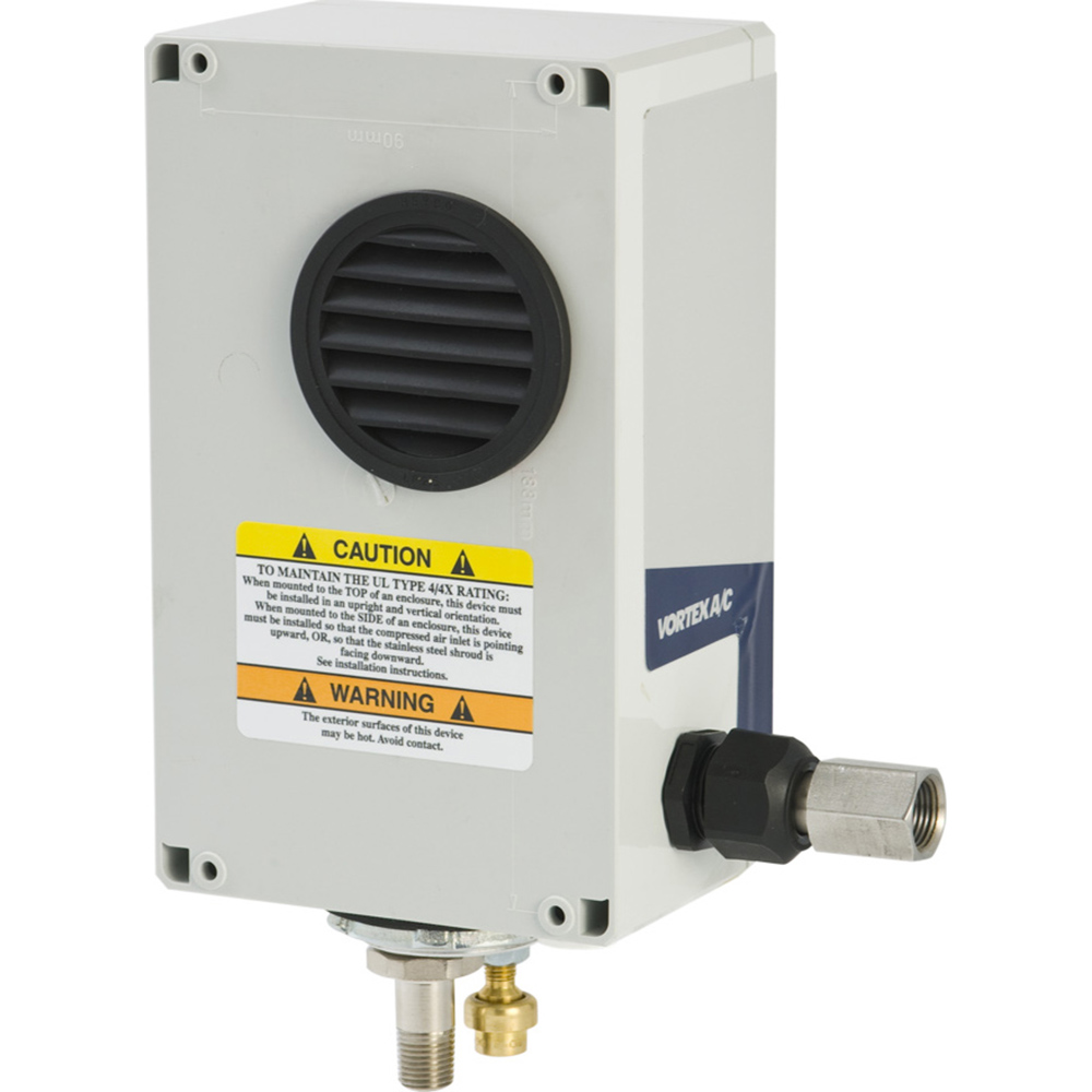 Vortec Vortex Enclosure Coolers: Integrity: NEMA 12; BTU/Hour: 1500; Thread Size (NPT): 3/8 - 7125