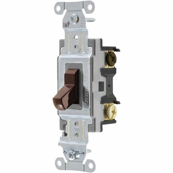 Bryant Electric Wall & Dimmer Light Switches: Switch Type: Four Way; Switch Operation: Toggle; Color: Black; Grade: Commercial - CSB420B