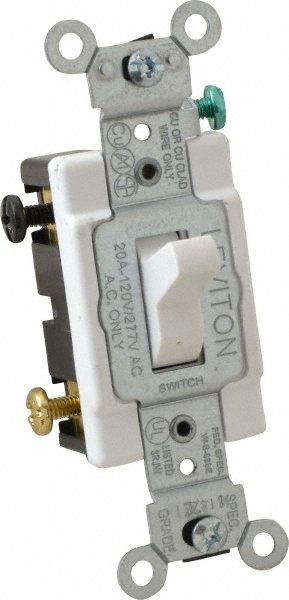 Bryant Electric Wall & Dimmer Light Switches: Switch Type: Four Way; Switch Operation: Toggle; Color: Black; Grade: Commercial - CSB420B