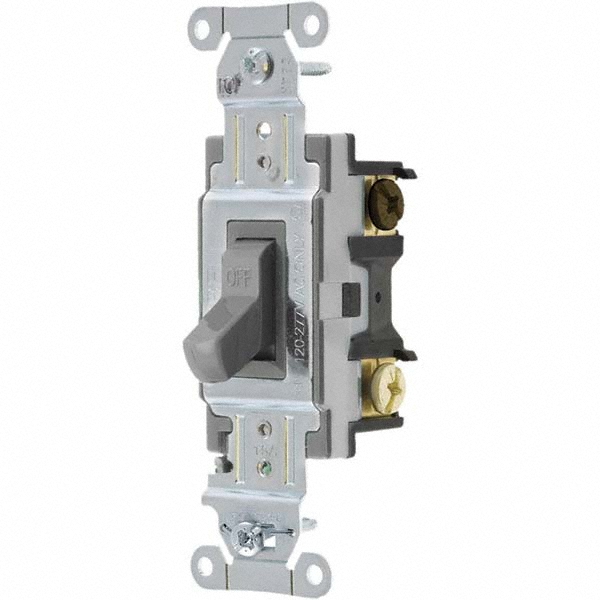 Bryant Electric Wall & Dimmer Light Switches: Switch Type: Three Way; Switch Operation: Toggle; Color: Gray; Grade: Commercial - CS315BGRY