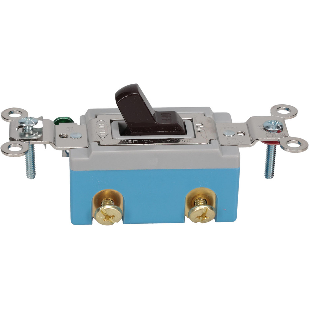 Hubbell Wiring Device-Kellems Wall & Dimmer Light Switches; Switch Operation: Rocker; Grade: Residential; Number of Poles: 1; Amperage: 15 A; Frequency: 60 Hz; Number Of Poles: 1; Number Of Phases: 1; Number Of Wires: 3; Overall Height: 4.13 in; Overall Width: 1.77 in; Amperage: 15 A; Frequency Rating (Hz): 60 Hz - IDEV0009HW
