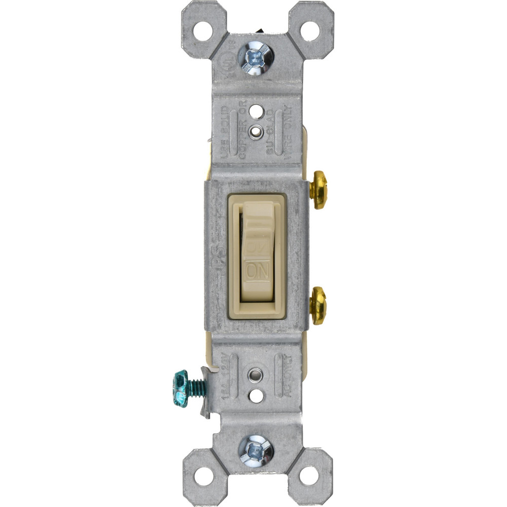 Hubbell Wiring Device-Kellems Wall & Dimmer Light Switches; Switch Operation: Rocker; Grade: Residential; Number of Poles: 1; Amperage: 15 A; Frequency: 60 Hz; Number Of Poles: 1; Number Of Phases: 1; Number Of Wires: 3; Overall Height: 4.13 in; Overall Width: 1.77 in; Amperage: 15 A; Frequency Rating (Hz): 60 Hz - IDEV0009HW