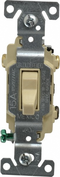 Cooper Wiring Devices 3 Pole, 120 to 277 VAC, 15 Amp, Commercial Grade Toggle Three Way Switch - CSB315V