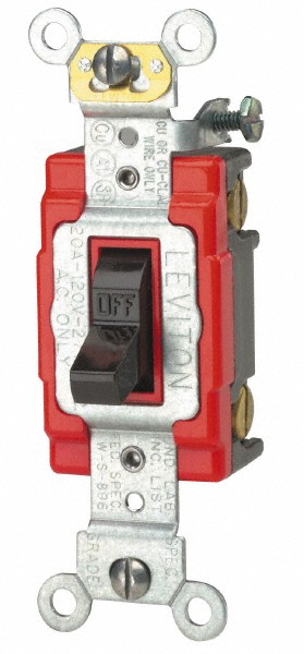 Bryant Electric Wall & Dimmer Light Switches: Switch Type: Three Way; Switch Operation: Toggle; Color: Brown; Grade: Industrial - 4803