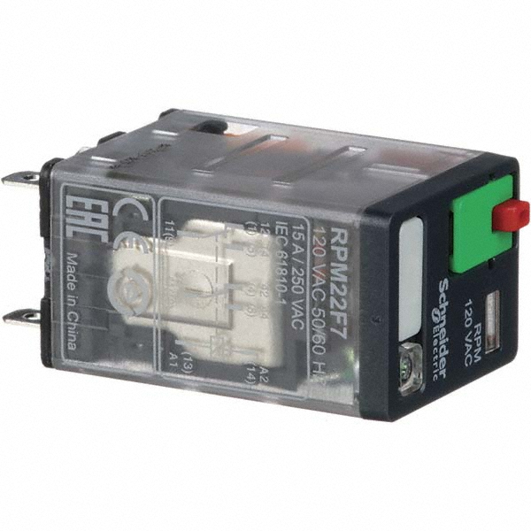 Square D 8 Pins, 1.2 VA Power Rating, Ice Cube Electromechanical Plug-in General Purpose Relay - RXM2AB2B7