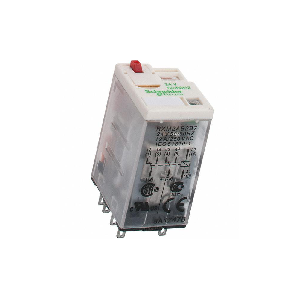 Square D 8 Pins, 1.2 VA Power Rating, Ice Cube Electromechanical Plug-in General Purpose Relay - RXM2AB2B7