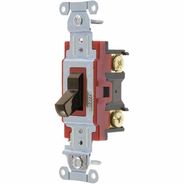 Bryant Electric Wall & Dimmer Light Switches: Switch Type: NonDimmer; Switch Operation: Toggle; Color: Brown; Grade: Industrial - 4902