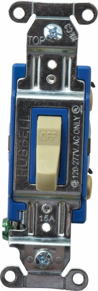 Bryant Electric Wall & Dimmer Light Switches: Switch Type: NonDimmer; Switch Operation: Toggle; Color: Ivory; Grade: Industrial - 4801I