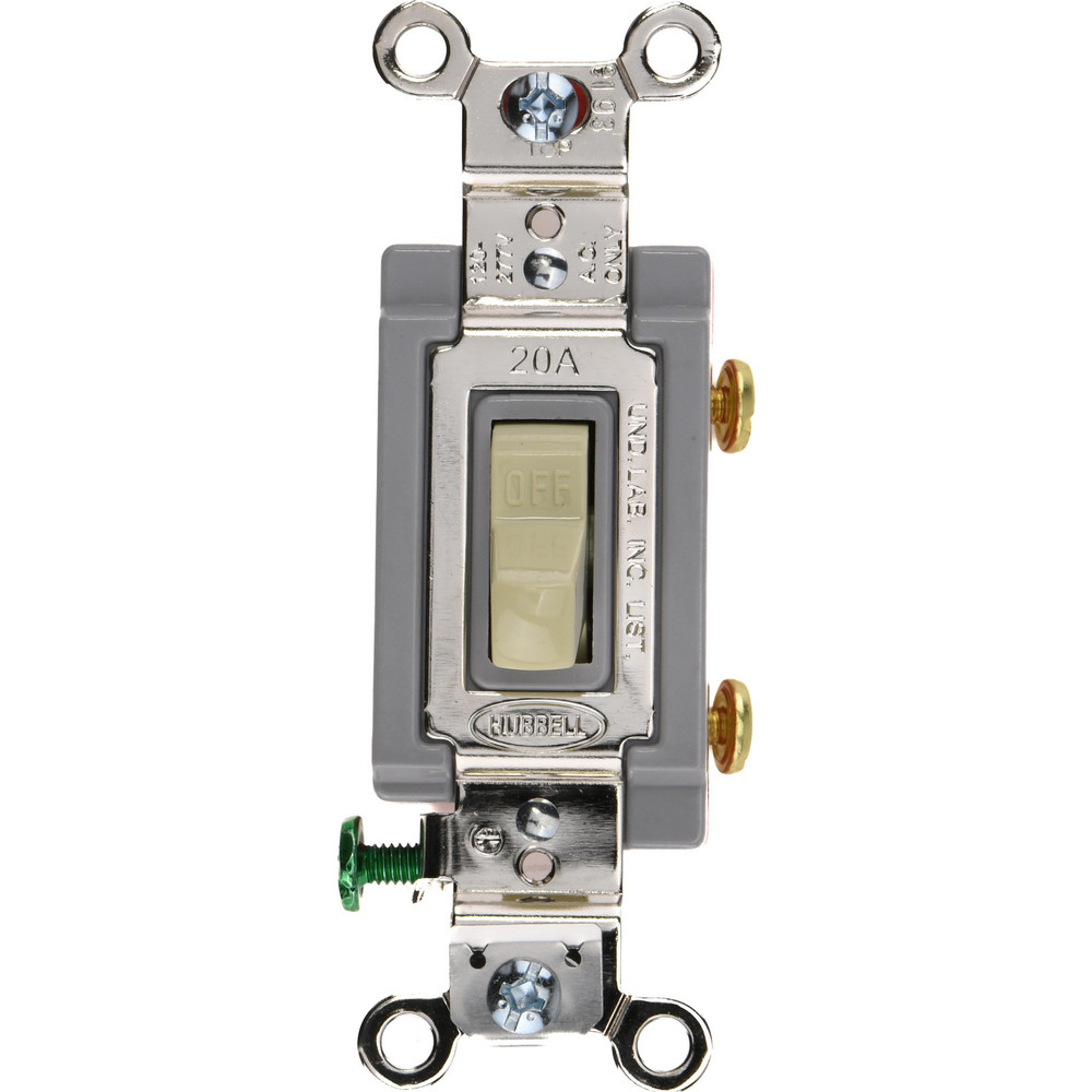 Bryant Electric Wall & Dimmer Light Switches: Switch Type: NonDimmer; Switch Operation: Toggle; Color: Ivory; Grade: Industrial - 4801I